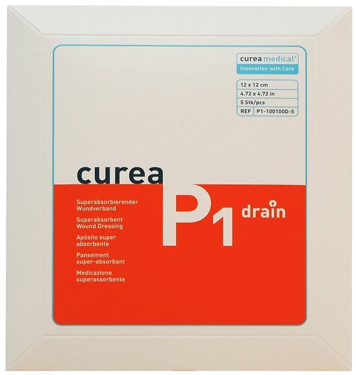 CUREA P1 drain superabsorb.Wundauflage 12x12 cm